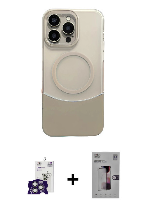 ieg™ iPhone 16 Pro Max Kılıf Kozmos Form Özel Seri - Siyah Bilvis 3D Mat Cam Ekran Koruyucu + Titany