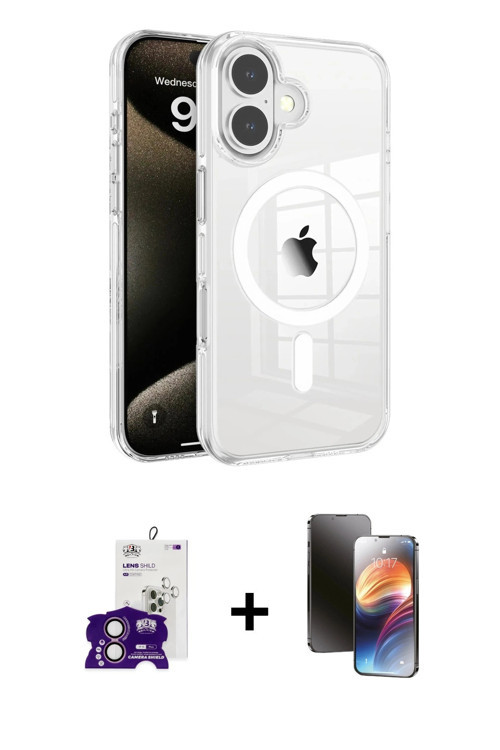 ieg™ iPhone 16 Kılıf Doruk Doku Özel Seri - Siyah 3D Antistatik Mat Seramik Nano Ekran Koruyucu + Pe