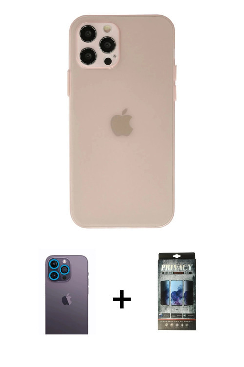 ieg™ iPhone 12 Pro Kılıf Atlas Minimal Prime - Siyah 34D Hayalet Izgaralı Cam + Mavi Neon Fosforlu K