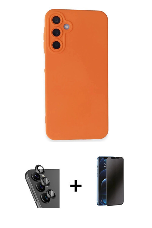 ieg™ Galaxy A25 5G Kılıf Ahenk Serisi - Siyah 3D Antistatik Hayalet Cam Ekran Koruyucu + Siyah Valde
