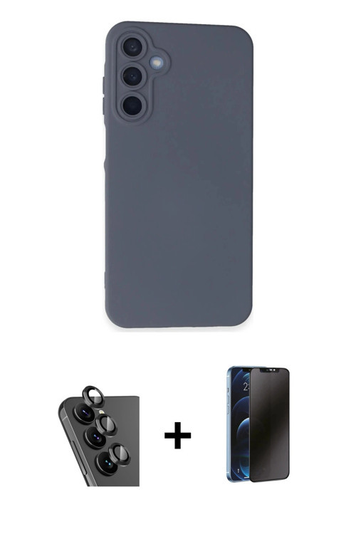 ieg™ Galaxy A25 5G Kılıf Ahenk Serisi - Siyah 3D Antistatik Hayalet Cam Ekran Koruyucu + Siyah Valde