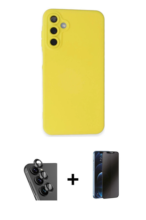 ieg™ Galaxy A25 5G Kılıf Ahenk Serisi - Siyah 3D Antistatik Hayalet Cam Ekran Koruyucu + Siyah Valde