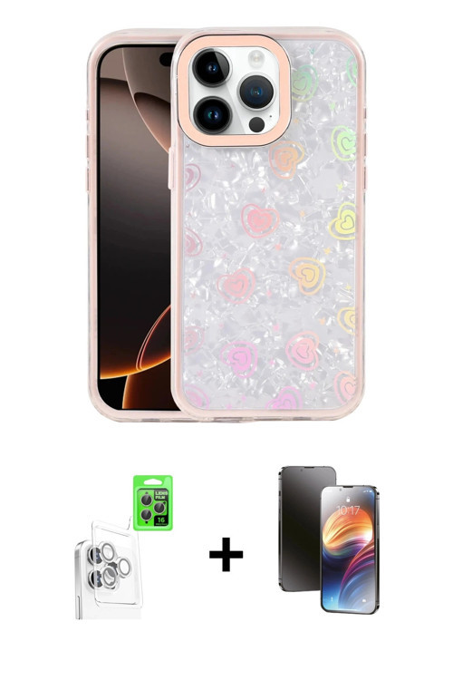 ieg™ iPhone 16 Pro Kılıf Odak Prime - Siyah 3D Antistatik Mat Seramik Nano Ekran Koruyucu + Beyaz Ra