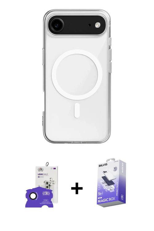 ieg™ iPhone 17 Air Kılıf Ahenk Yansıma Prime - Siyah Bilvis 5in1 5D Magic Hayalet Cam Ekran Koruyucu