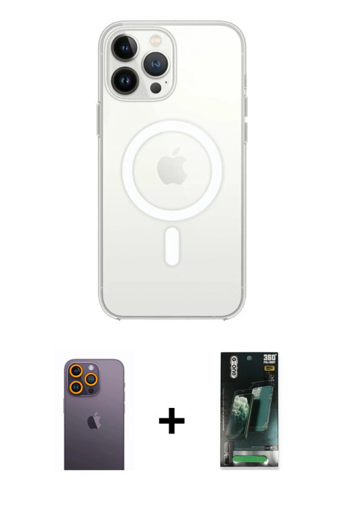 ieg™ iPhone 12 Pro Kılıf Kutup Klasik Serisi - Şeffaf 360 Full Body Arka Koruyucu + Sarı Neon Fosfor