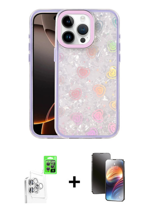ieg™ iPhone 16 Pro Kılıf Odak Prime - Siyah 3D Antistatik Mat Seramik Nano Ekran Koruyucu + Beyaz Ra