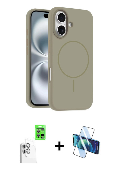 ieg™ iPhone 16 Plus Kılıf Yankı Form Serisi - Siyah 3D Antistatik Cam Ekran Koruyucu + Beyaz Raze Me