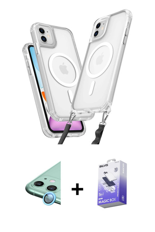 ieg™ iPhone 11 Kılıf Atlas Doku Koleksiyonu - Siyah Bilvis 5in1 5D Magic Hayalet Cam Ekran Koruyucu