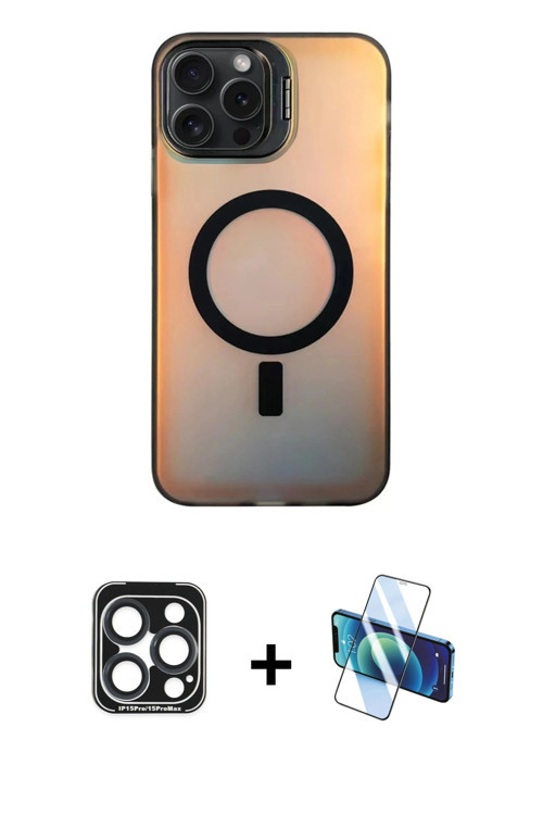ieg™ iPhone 15 Pro Max Kılıf Doruk Klasik Prime - Siyah 3D Antistatik Seramik Nano Ekran Koruyucu +