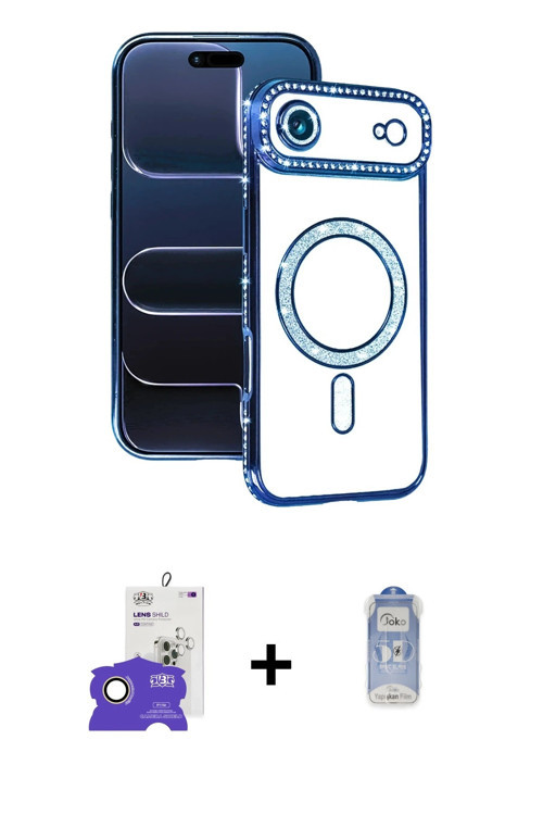 ieg™ iPhone 17 Air Kılıf Zirve Doku Prime - Siyah Joko Magic 5D Cam + Gold Bilvis Titan Kamera Lens