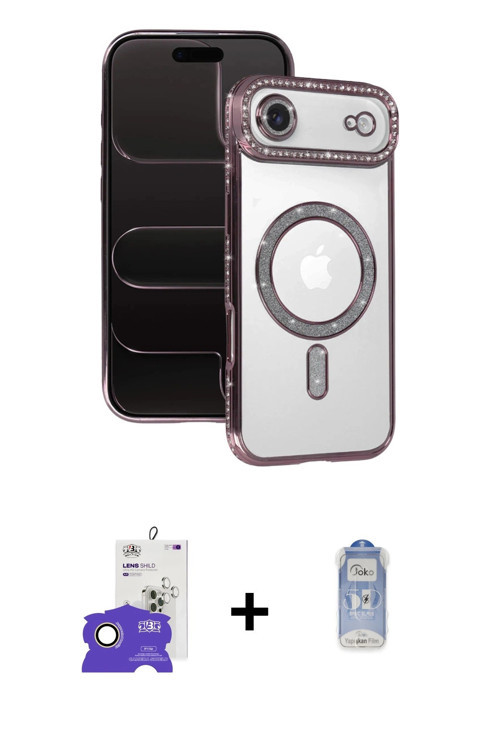 ieg™ iPhone 17 Air Kılıf Zirve Doku Prime - Siyah Joko Magic 5D Cam + Gold Bilvis Titan Kamera Lens