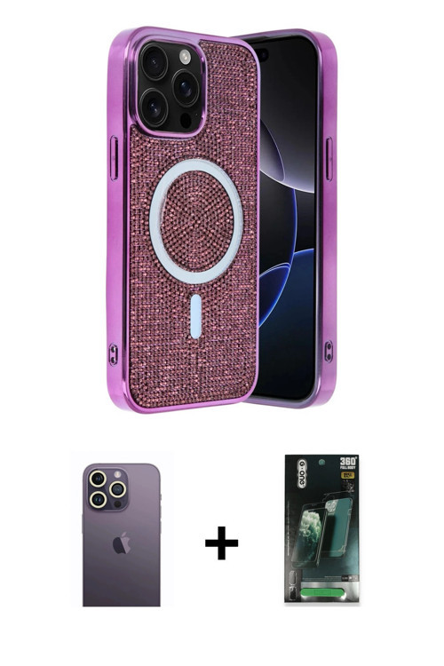 ieg™ iPhone 12 Pro Kılıf Eksen Çizgi - Şeffaf 360 Full Body Arka Koruyucu + Beyaz Neon Fosforlu Kame