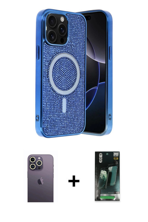 ieg™ iPhone 12 Pro Kılıf Eksen Çizgi - Şeffaf 360 Full Body Arka Koruyucu + Beyaz Neon Fosforlu Kame