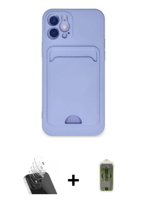 ieg™ iPhone 12 Kılıf Vadi Çizgi Prime - Siyah Joko Magic 5D Hayalet Cam + Şeffaf Kamera Lens Koruma