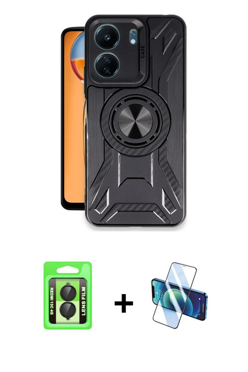 ieg™ Redmi 13C Kılıf Nova Yansıma Prime - Siyah 3D Antistatik Seramik Nano Ekran Koruyucu + Siyah Ra