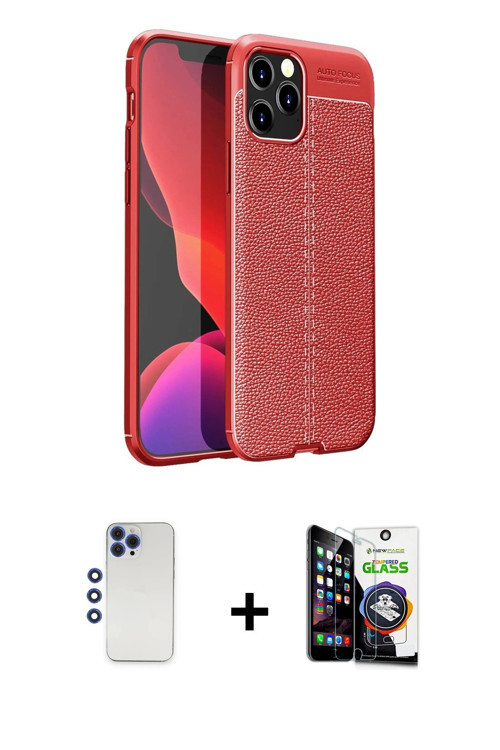 ieg™ iPhone 12 Pro Max Kılıf Doruk Klasik Özel Seri - Şeffaf Temperli Cam Ekran Koruyucu + Lacivert
