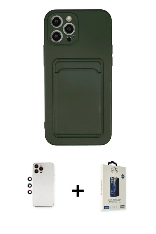 ieg™ iPhone 12 Pro Max Kılıf Vadi Çizgi Prime - Siyah Bilvis Hayalet Cam Ekran Koruyucu + Gökkuşağı