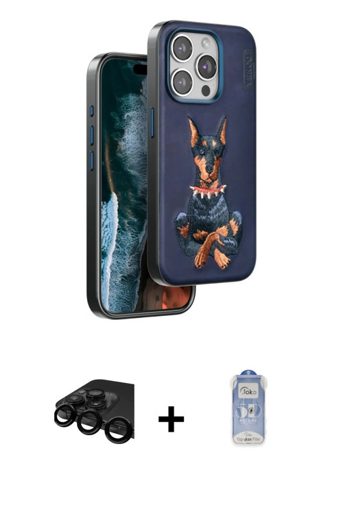 ieg™ iPhone 15 Pro Max Kılıf Nova Form Koleksiyonu - Siyah Joko Magic 5D Cam + Siyah Raze Metal Kame