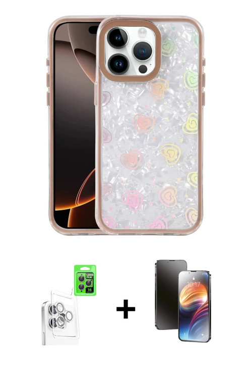 ieg™ iPhone 16 Pro Kılıf Odak Prime - Siyah 3D Antistatik Mat Seramik Nano Ekran Koruyucu + Beyaz Ra