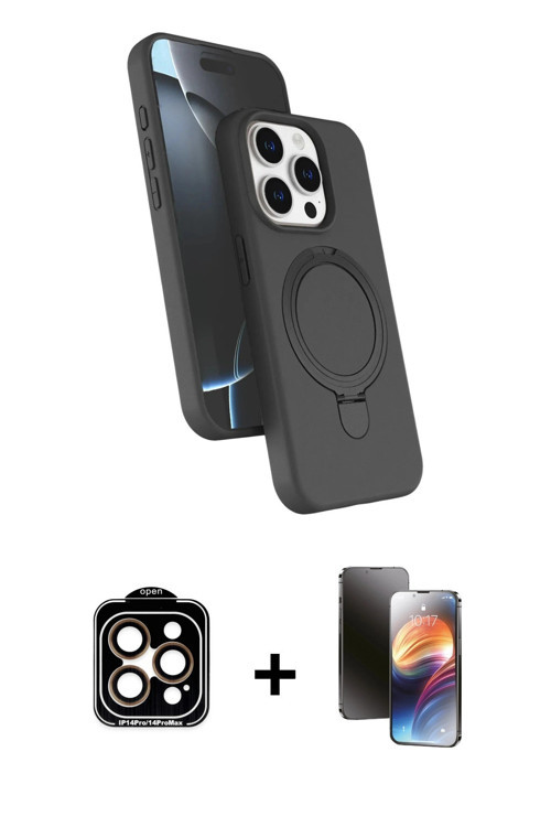 ieg™ iPhone 15 Pro Max Kılıf İz Işık Koleksiyonu - Siyah 3D Antistatik Mat Seramik Nano Ekran Koruyu