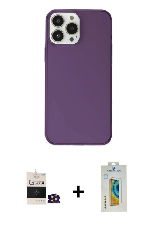 ieg™ iPhone 14 Pro Max Kılıf Kutup Doku Koleksiyonu - Siyah Polymer Nano Ekran Koruyucu + Gold Bilvi