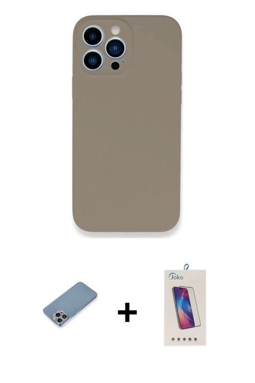 ieg™ iPhone 13 Pro Max Kılıf Zirve Modern Özel Seri - Siyah Joko 5D Cam + Gökkuşağı Shine Kamera Len
