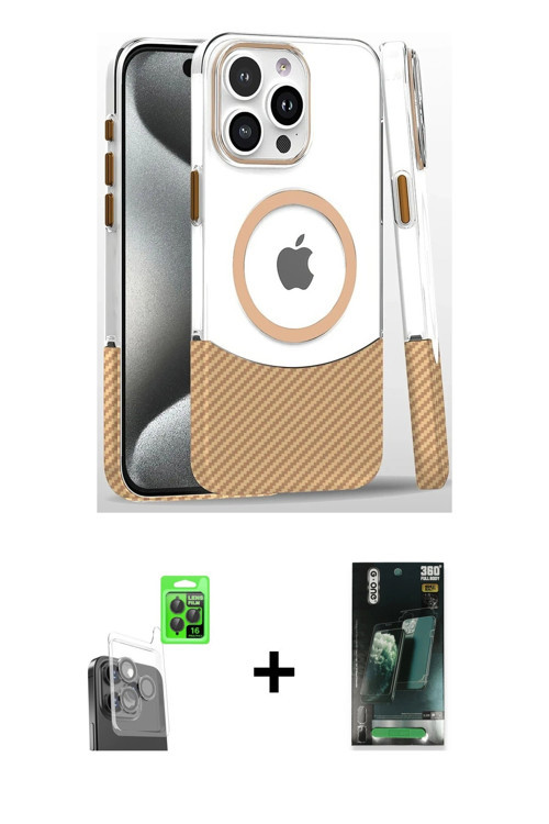 ieg™ iPhone 16 Pro Kılıf İz Asil Prime - Siyah 360 Mat Full Body Arka Koruyucu + Siyah Raze Metal Ka