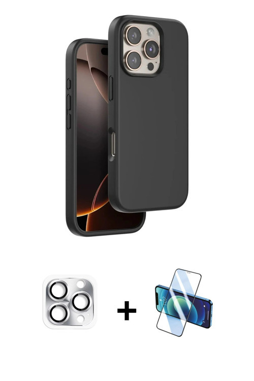ieg™ iPhone 16 Pro Max Kılıf Kıvılcım Çizgi Serisi - Siyah 3D Antistatik Seramik Nano Ekran Koruyucu