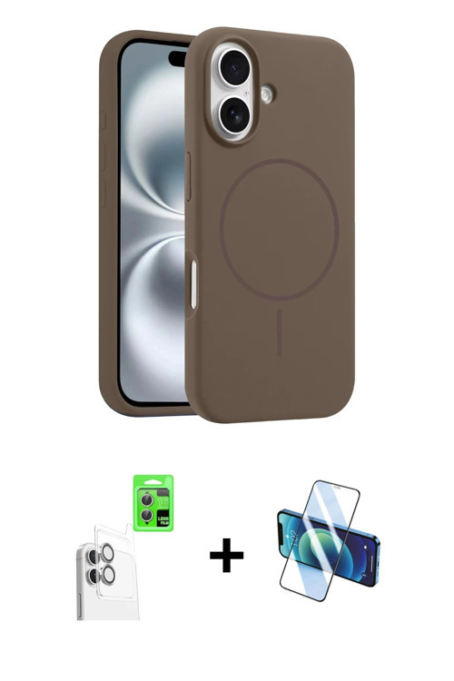 ieg™ iPhone 16 Plus Kılıf Yankı Form Serisi - Siyah 3D Antistatik Cam Ekran Koruyucu + Beyaz Raze Me