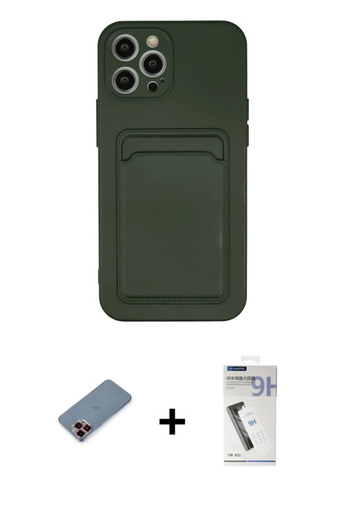 ieg™ iPhone 12 Pro Max Kılıf Vadi Çizgi Prime - Şeffaf Uv Polymer Nano Ekran Koruyucu + Kırmızı Meta