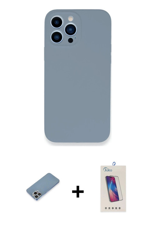 ieg™ iPhone 13 Pro Max Kılıf Zirve Modern Özel Seri - Siyah Joko 5D Cam + Gökkuşağı Shine Kamera Len