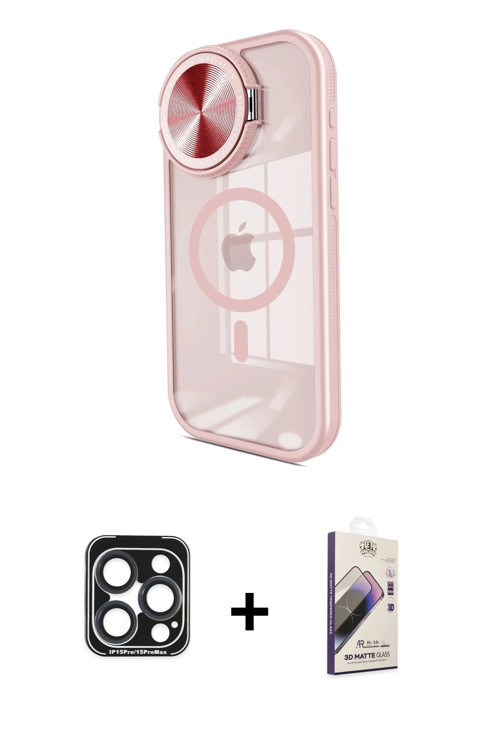 ieg™ iPhone 15 Pro Max Kılıf Kıvılcım Modern Koleksiyonu - Siyah Bilvis 3D Mat Cam Ekran Koruyucu +