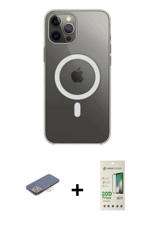 ieg™ iPhone 12 Pro Max Kılıf Ahenk Yansıma Prime - Siyah 20D Premium Cam Ekran Koruyucu + Sarı Renkl