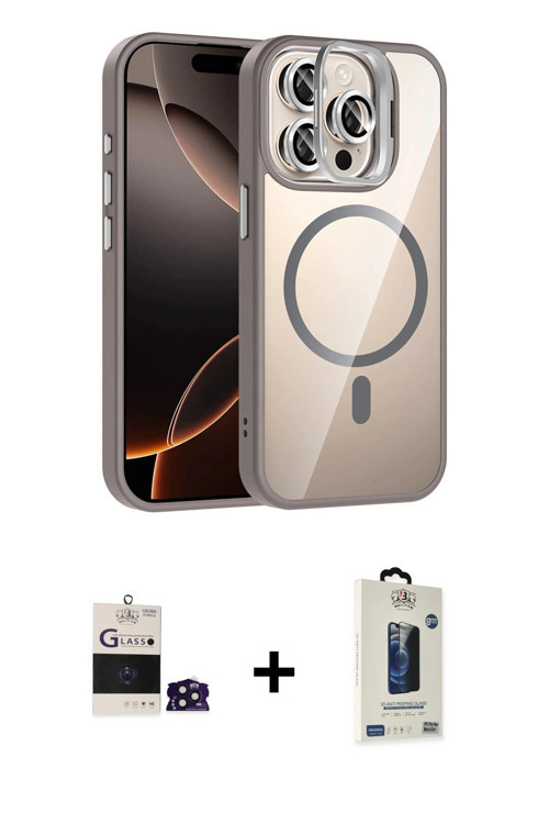 ieg™ iPhone 14 Pro Max Kılıf Yadigar Asil Koleksiyonu - Siyah Bilvis Hayalet Cam Ekran Koruyucu + De