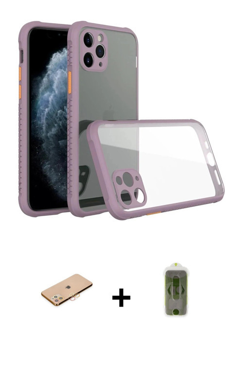 ieg™ iPhone 11 Pro Max Kılıf Nova Asil Özel Seri - Siyah Joko Magic 5D Hayalet Cam + Turuncu Renkli