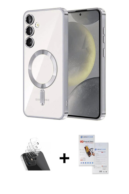 ieg™ Galaxy S23 Plus Kılıf Nova Işık Özel Seri - Siyah Seramik Nano Ekran Koruyucu + Şeffaf Kamera L