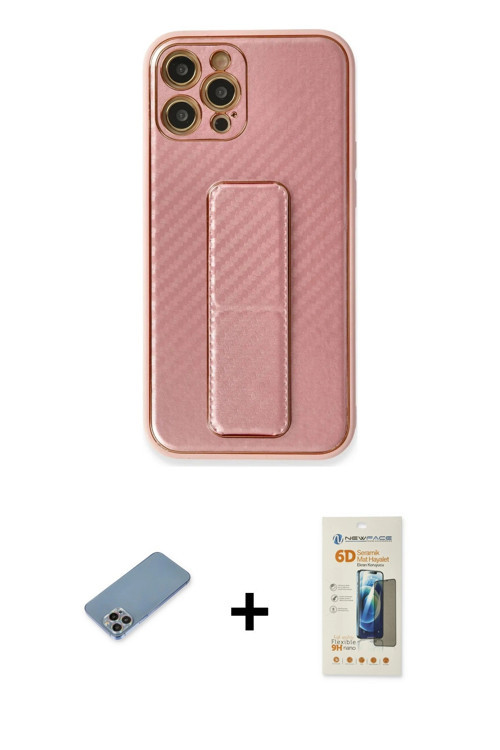 ieg™ iPhone 12 Pro Kılıf Yörünge Yansıma - Siyah 6D Mat Seramik Hayalet Nano Ekran Koruyucu + Gökkuş