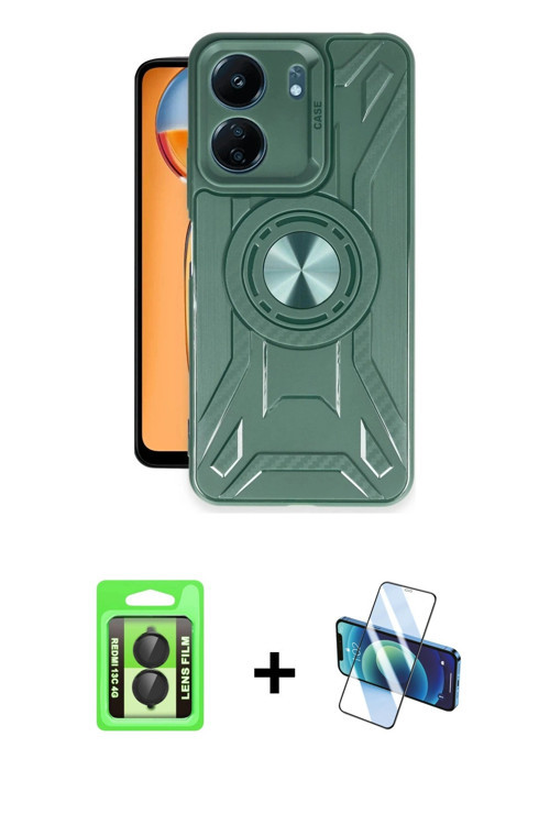 ieg™ Redmi 13C Kılıf Nova Yansıma Prime - Siyah 3D Antistatik Seramik Nano Ekran Koruyucu + Siyah Ra