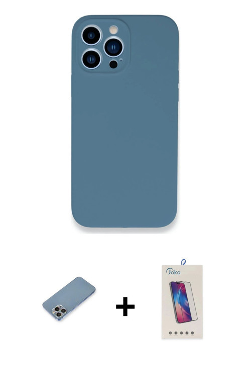 ieg™ iPhone 13 Pro Max Kılıf Zirve Modern Özel Seri - Siyah Joko 5D Cam + Gökkuşağı Shine Kamera Len