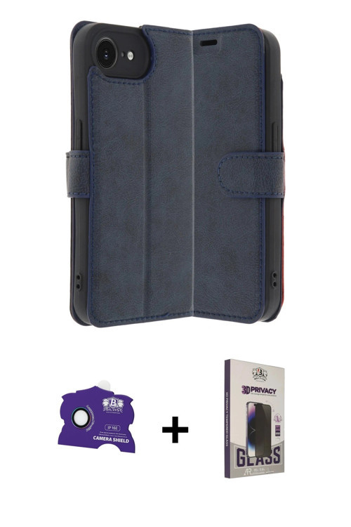 ieg™ iPhone 16E Kılıf Siluet Işık Serisi - Siyah Bilvis Hayalet Cam Ekran Koruyucu + Rainbow Bilvis