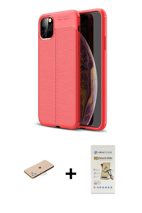 ieg™ iPhone 11 Pro Kılıf Doruk Klasik Özel Seri - Siyah Mat Seramik Nano Ekran Koruyucu + Mavi Renkl