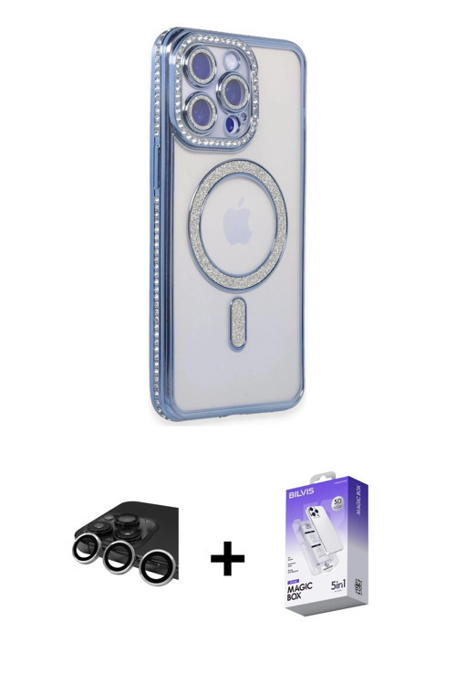 ieg™ iPhone 14 Pro Max Kılıf Zirve Doku Prime - Siyah Bilvis 5in1 3D Magic Cam Ekran Koruyucu + Gümü