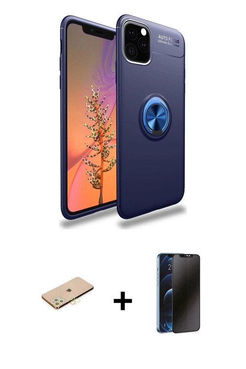 ieg™ iPhone 11 Pro Kılıf Yankı Form Prime - Siyah 3D Antistatik Hayalet Cam Ekran Koruyucu + Sarı Re