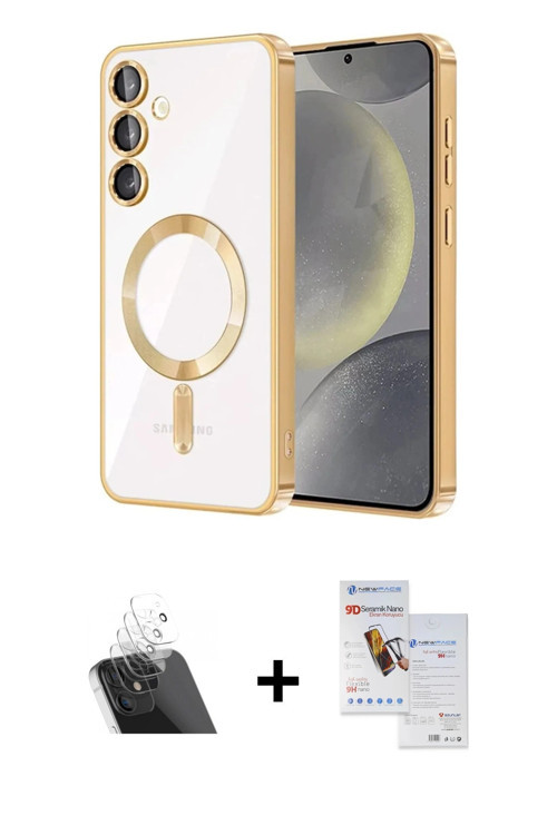 ieg™ Galaxy S23 Plus Kılıf Nova Işık Özel Seri - Siyah Seramik Nano Ekran Koruyucu + Şeffaf Kamera L