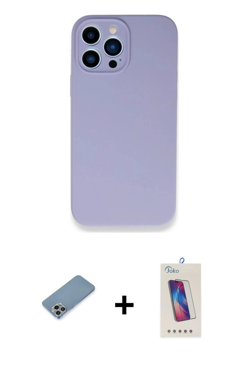 ieg™ iPhone 13 Pro Max Kılıf Zirve Modern Özel Seri - Siyah Joko 5D Cam + Gökkuşağı Shine Kamera Len