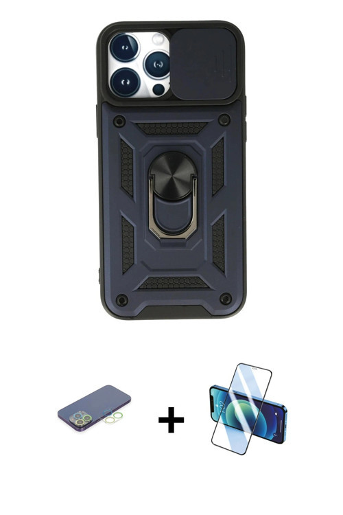 ieg™ iPhone 13 Pro Kılıf Ahenk Klasik - Siyah 3D Antistatik Seramik Nano Ekran Koruyucu + Yeşil Renk