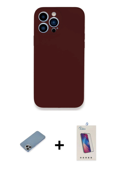 ieg™ iPhone 13 Pro Max Kılıf Zirve Modern Özel Seri - Siyah Joko 5D Cam + Gökkuşağı Shine Kamera Len