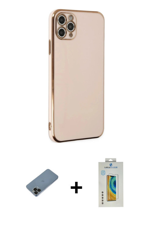 ieg™ iPhone 11 Pro Max Kılıf Yankı Serisi - Siyah Polymer Nano Ekran Koruyucu + Siyah Shine Kamera L