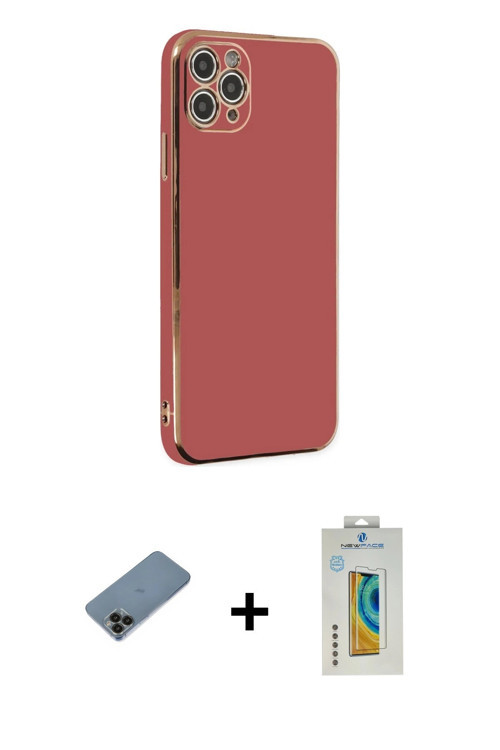 ieg™ iPhone 11 Pro Max Kılıf Yankı Serisi - Siyah Polymer Nano Ekran Koruyucu + Siyah Shine Kamera L