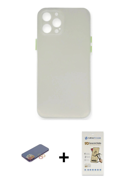 ieg™ iPhone 12 Pro Max Kılıf Yadigar Yansıma Serisi - Siyah Mat Seramik Nano Ekran Koruyucu + Turunc